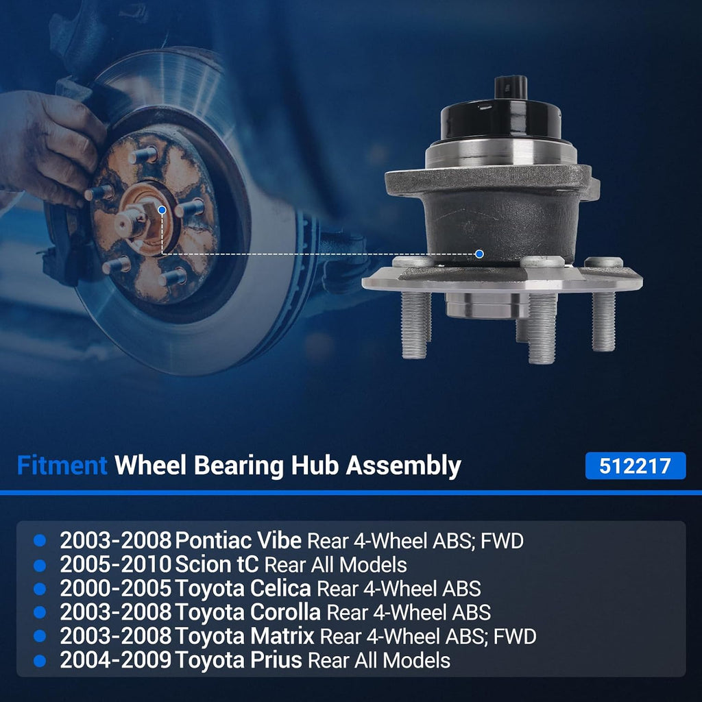 Autoround 512217 Rear Wheel Hub Assembly Fits Toyota Corolla 2003-2008