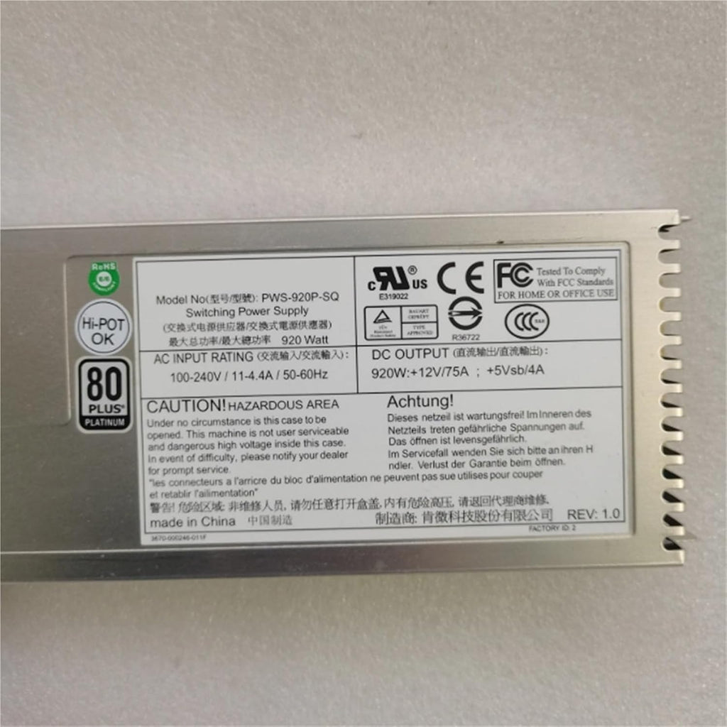 for PWS-920P-SQ PWS-920-1R 920W Server Power Supply Redundant Power Module(PWS-920P-SQ)