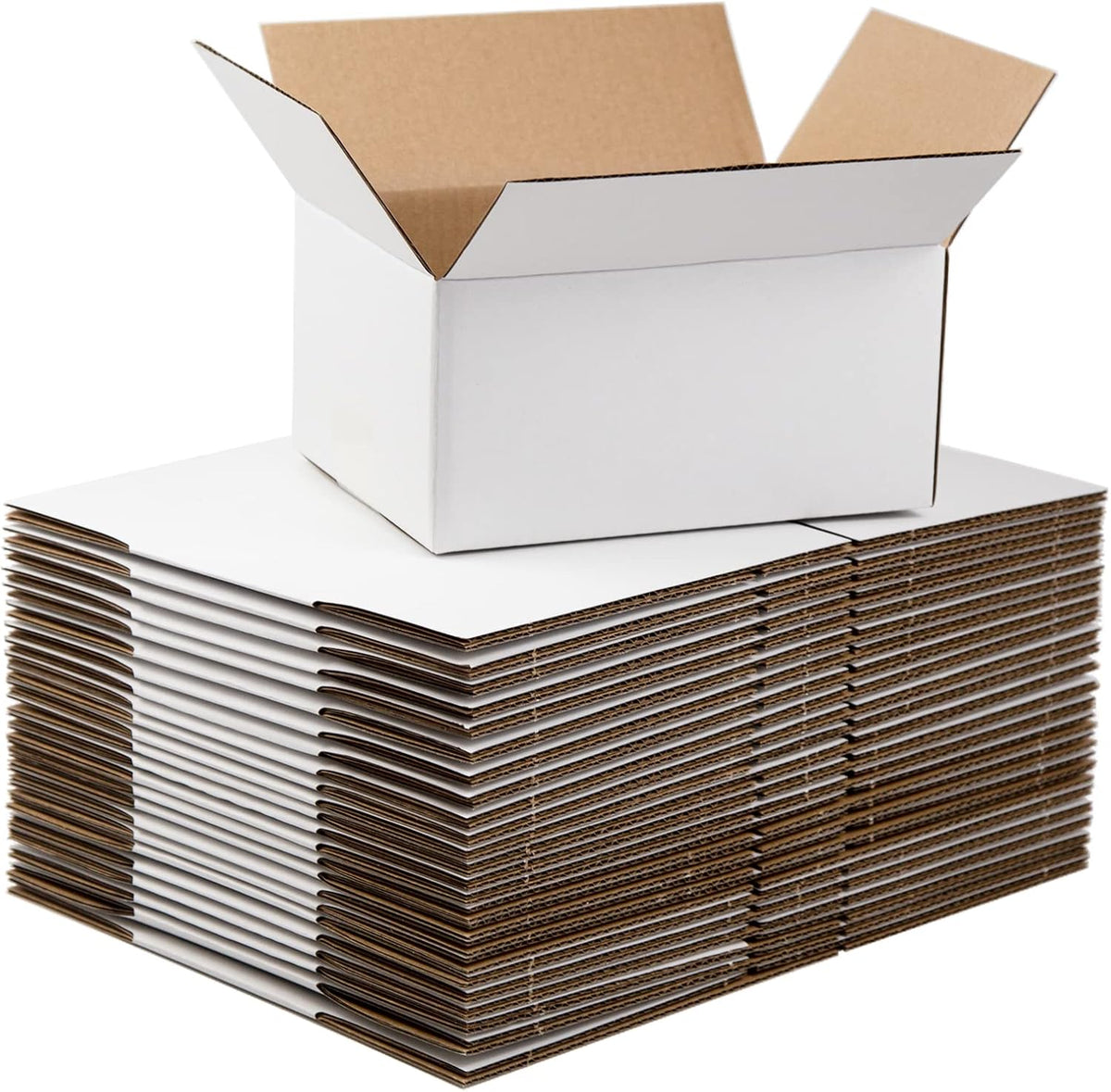 White Shipping Boxes 8x6x4 Inches Small Corrugated Cardboard Boxes, 25 Pack