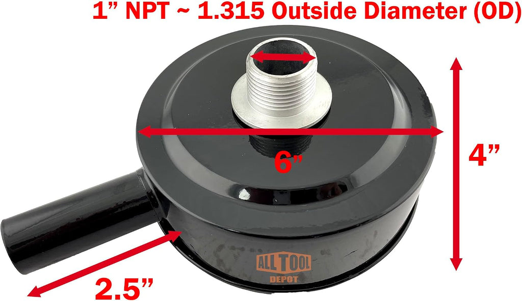 1" NPT Air Compressor Intake Filter Silencer Metal Housing and Element