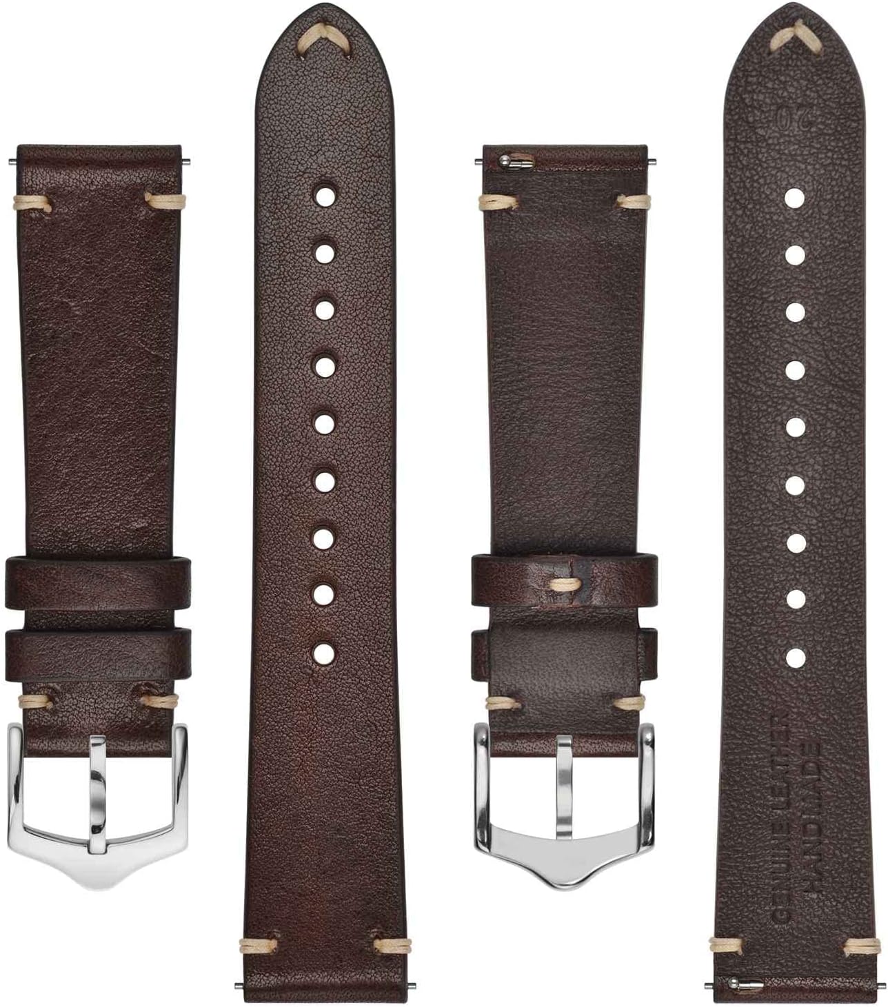 Men's Watch Bands, Hand-Stitched Leather Watch Straps, Quick Release, 18mm 19mm 20mm 21mm 22mm