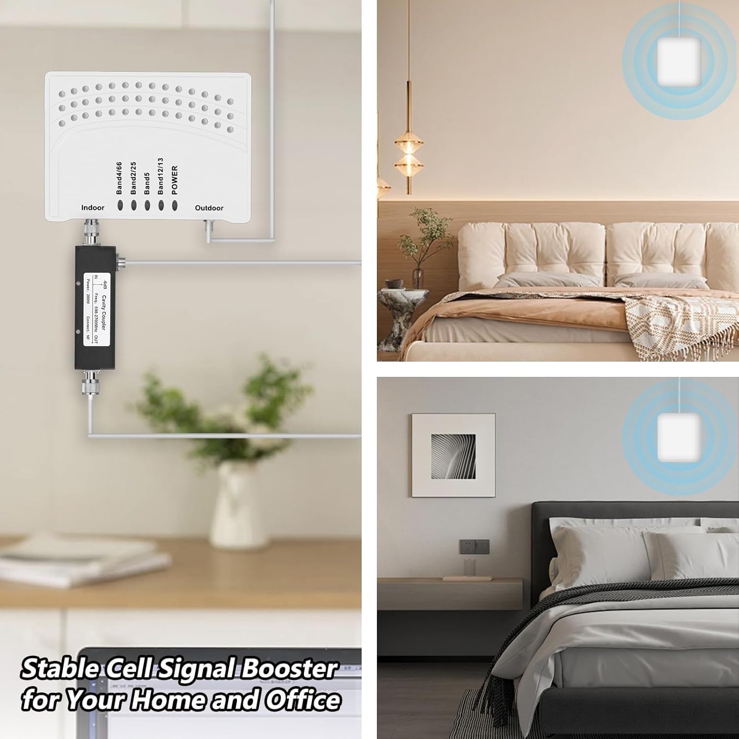 Cell Phone Booster for Home & Muti-Room, Up to 7000Sq. Ft,Cell Booster for Rural Area with 2 Indoor Antennas,Boosts