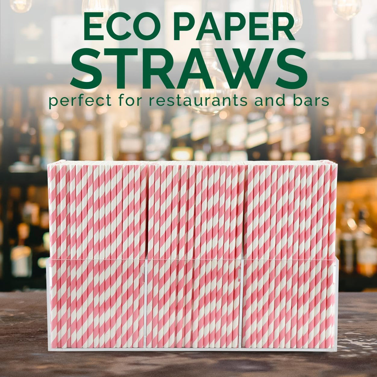7.75" Pink and White Striped Paper Drinking Straws Bulk 1000 Ct