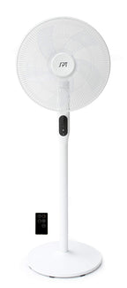 16″ DC-Motor Energy Saving Stand Fan with Remote and Timer – Piano White