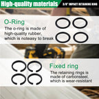 (20 Sets) 3/8" Impact Retaining Ring Clip Impact Friction Ring with O-Ring