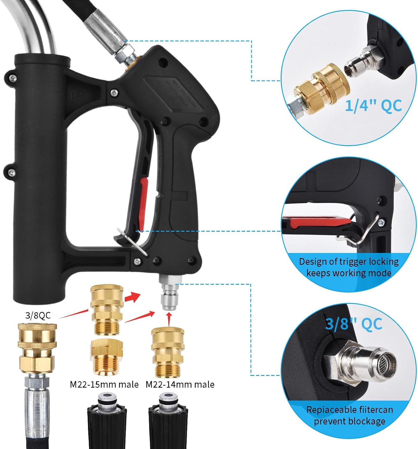 24 FT Gutter Cleaning Tools from The Ground - Telescoping Pressure Washer Wand - Gutter Cleaner Attachment with Power