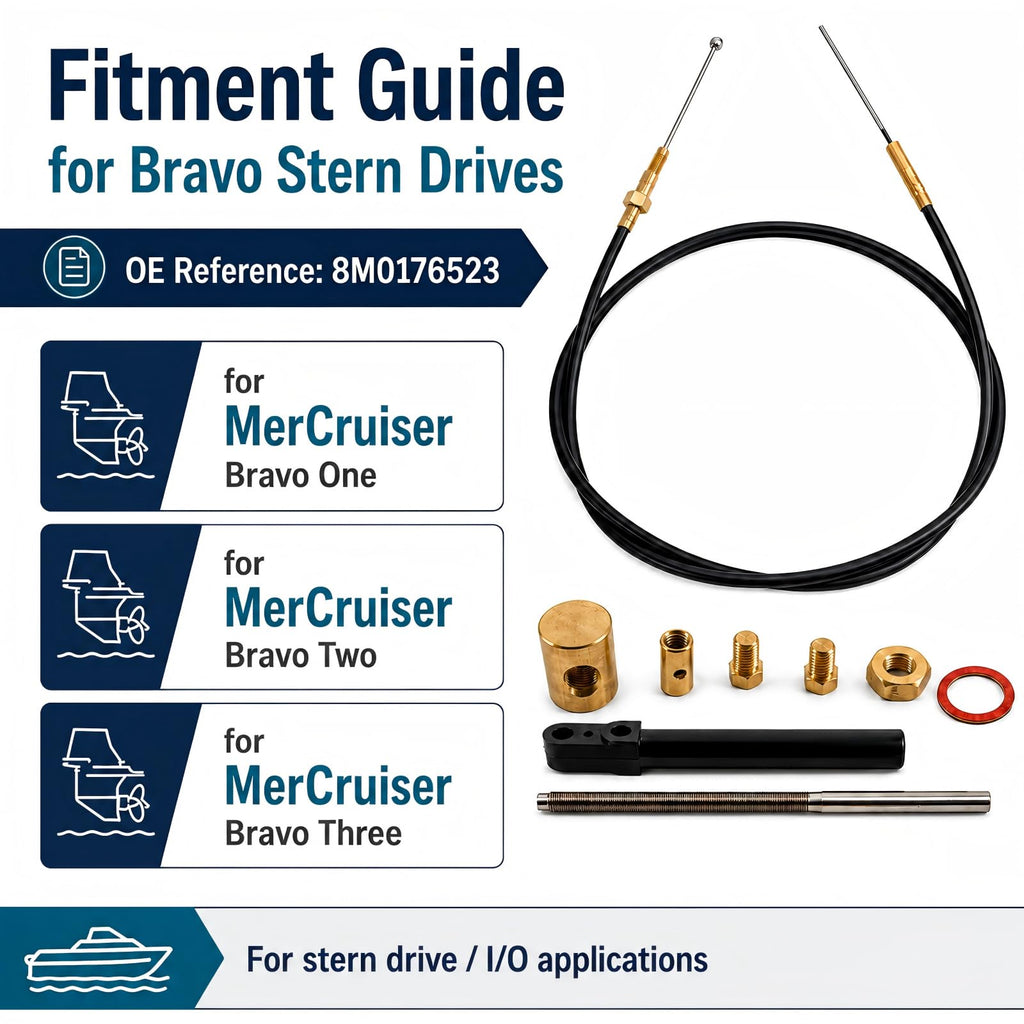 Gobuywell Lower Shift Cable 8M0176523 Replacement for MerCruiser Bravo Stern Drives - Replaces 865437A02 - Heavy Duty Marine Gear Shift Cable for All Weather Performance & Easy Installation