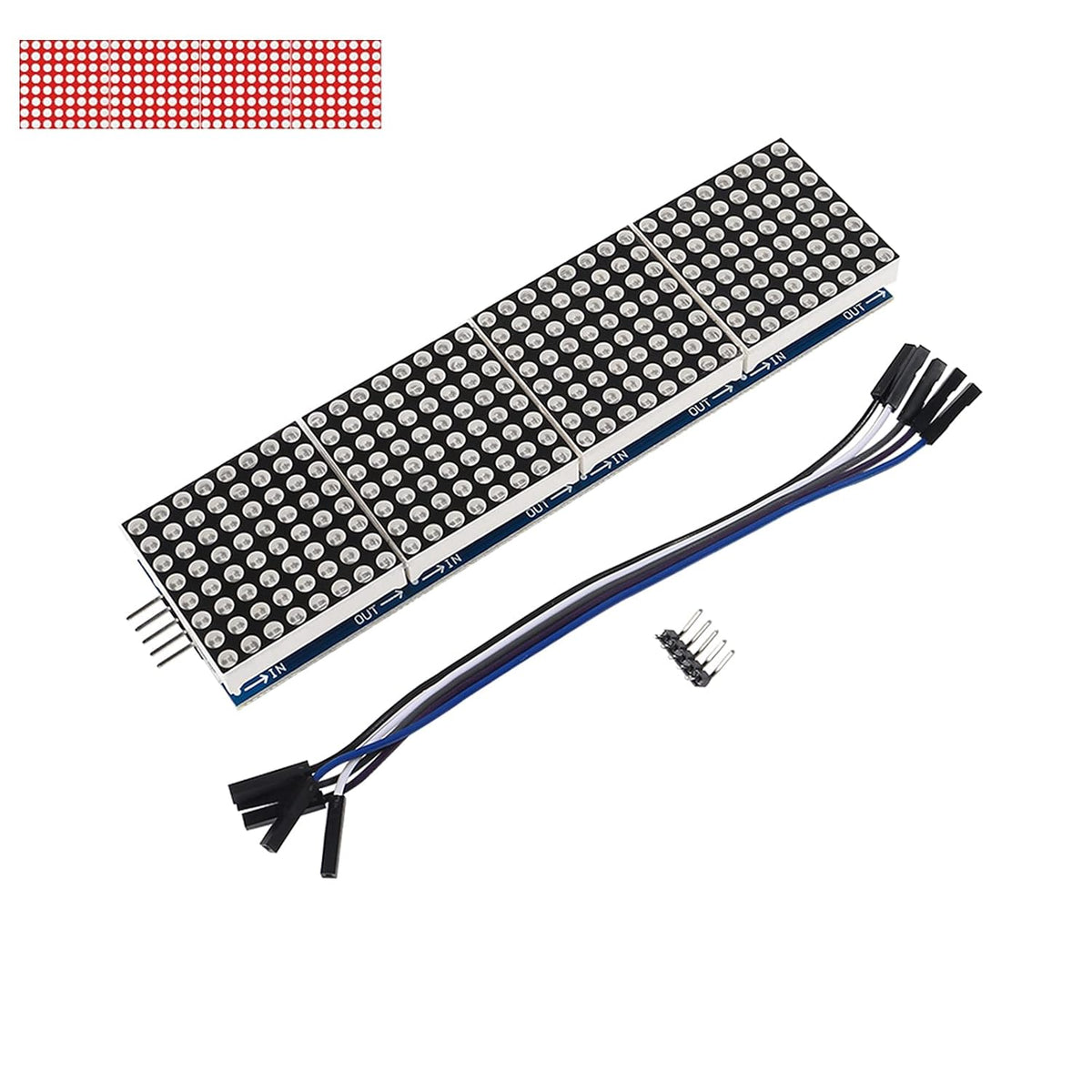 3PCS MAX7219 Dot Matrix Module 32x8 4 in 1 LED Display Modules Drive with 5Pin Wires for Arduino Raspberry Pi (Red)