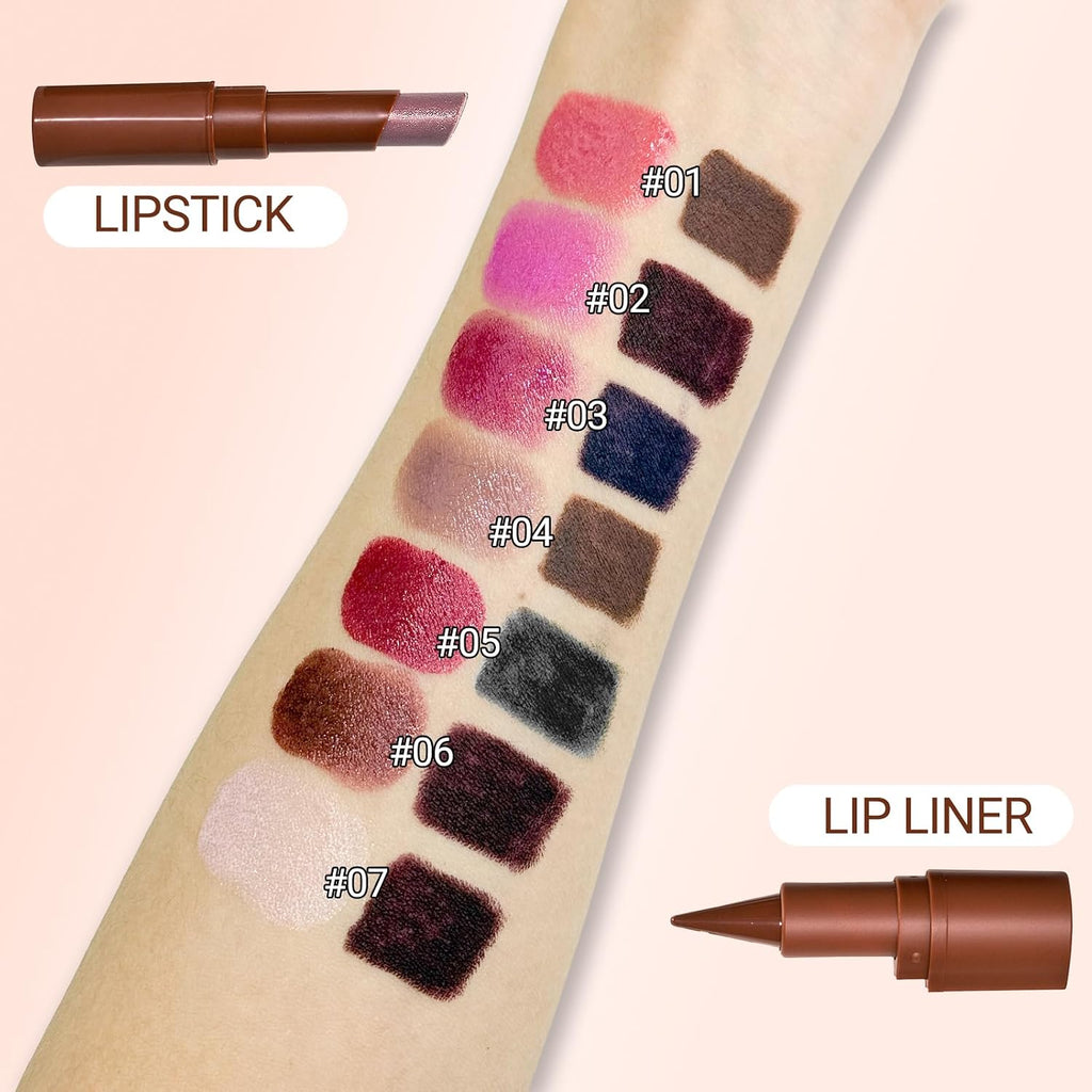 Nourishing Lip Gloss with Brown Lip Liner Lip Combo Sets, Solid Lip Gloss Jelly Lipstick High Shine, Nude Lip Kit