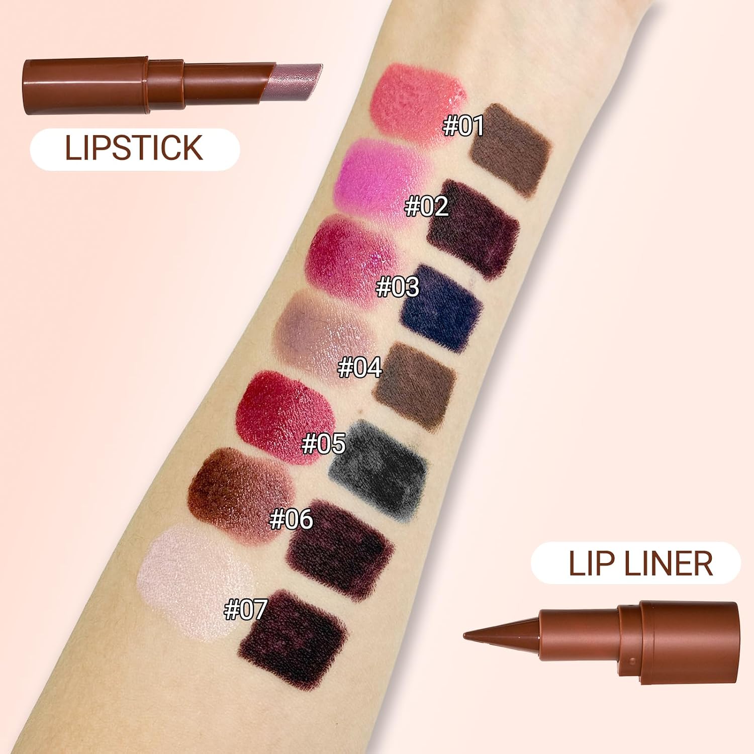 Nourishing Lip Gloss with Brown Lip Liner Lip Combo Sets, Solid Lip Gloss Jelly Lipstick High Shine, Nude Lip Kit