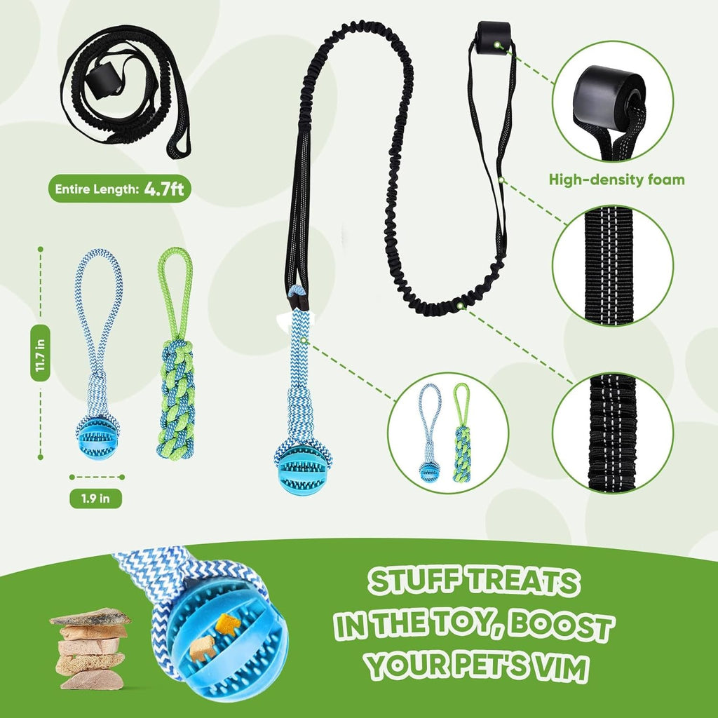 Dog Bungee Toy for Small/Medium Dogs,Interactive Dog Tug of War Toys Set with Tether, Rope and Ball, Tree Hanging