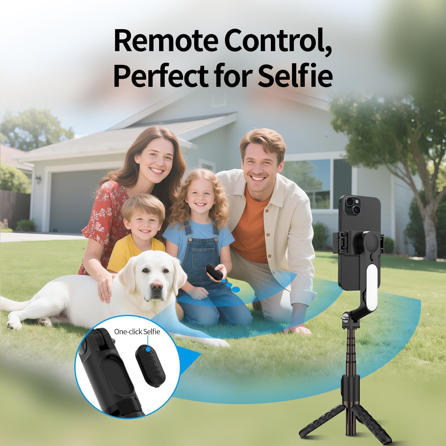 Selfie Stick with Light for Smartphone, Remote Control | Retractable and Foldable Phone Tripod for iPhone & Android