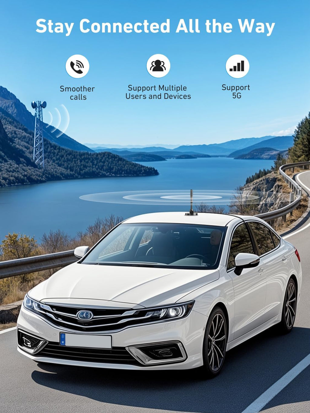 Cell Phone Signal Booster for Car, Truck and SUV | Boosts Signal for All U.S. Carriers on Band 2, 4, 5, 12, 13 and 17