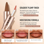 2Colors Dual-Ended Brown Lip Liner Lip Gloss Set, Nude Ombre Lipstick