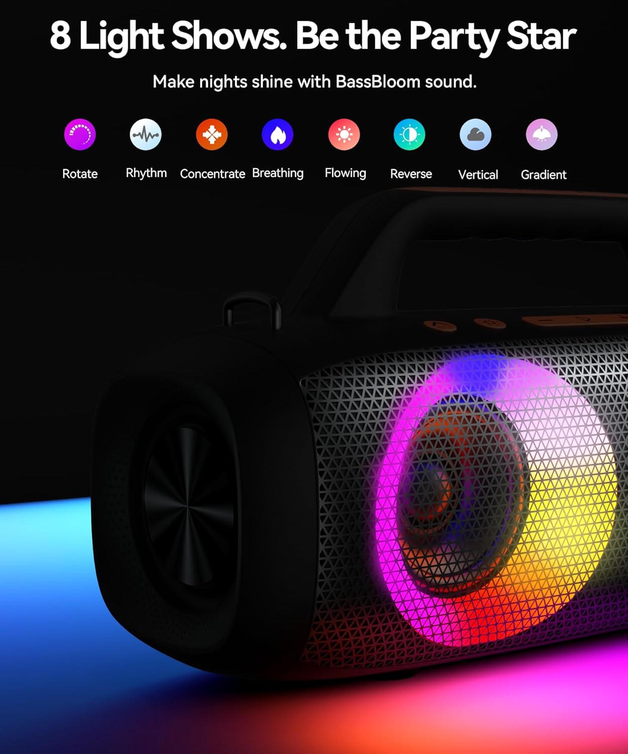 Roar 1 Portable Bluetooth Speaker, 60W Powerful Sound with JIKE Bass, IPX6 Waterproof, 24H Playtime, Bluetooth 5.4