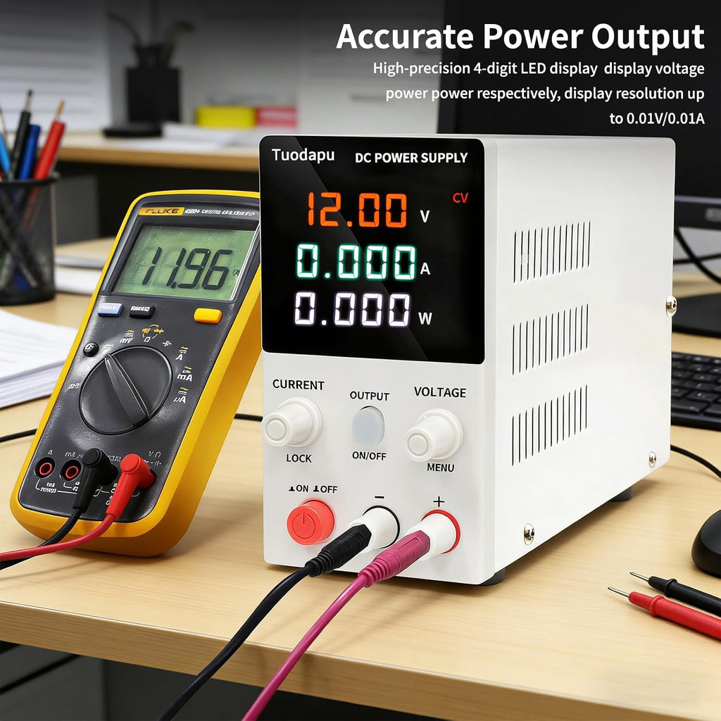 DC Power Supply Variable, Bench Power Supply with Encoder Adjustment Knob,Switching Bench with 20W USB & Type-C Quick-Charge (32V 5A)