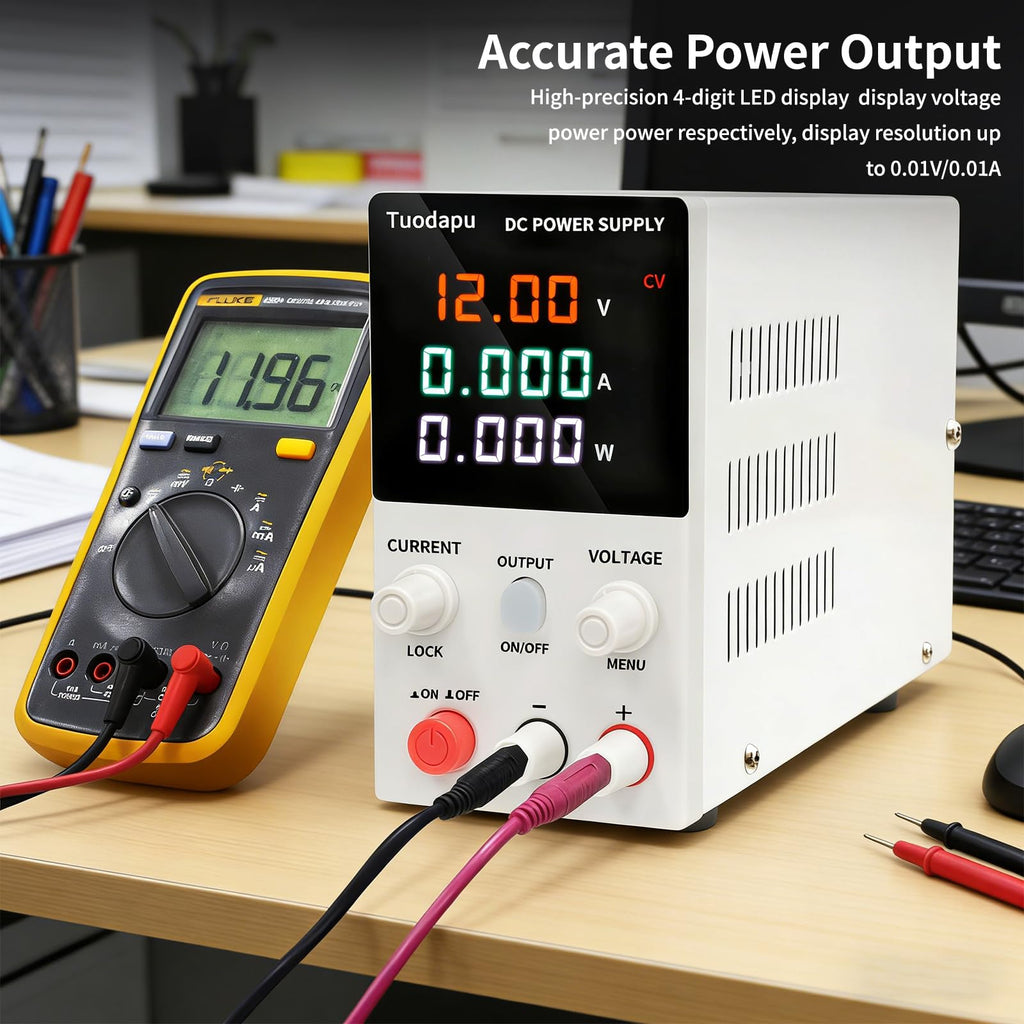 DC Power Supply Variable, Bench Power Supply with Encoder Adjustment Knob,Switching Bench with 20W USB & Type-C Quick-Charge (62V 5A)