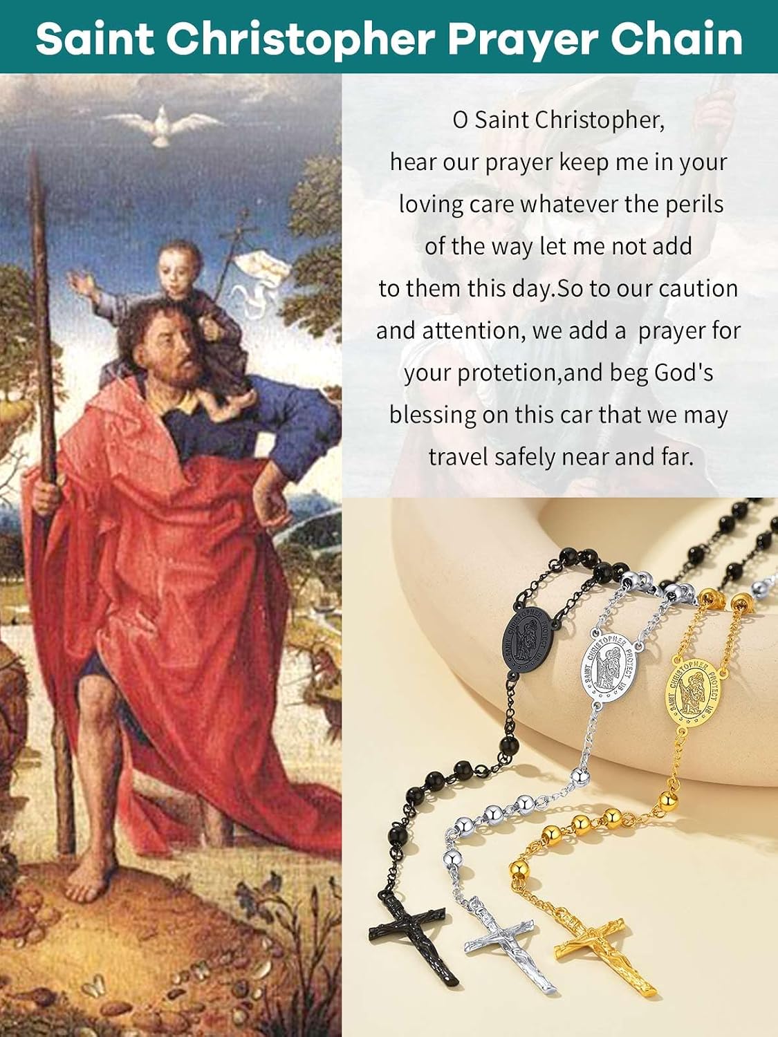 Rosary for Men Women Catholic Necklace Rosary Beads Customized
