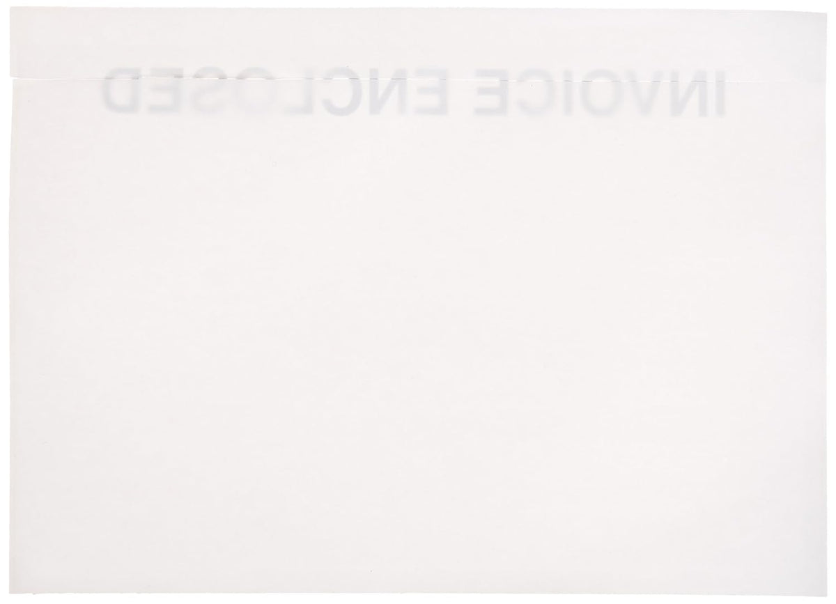 PL481 Poly Face Envelope, Legend"Invoice Enclosed", 7" Length x 5" Width, 2 mil Thick, Black on Clear (Case of 1000)