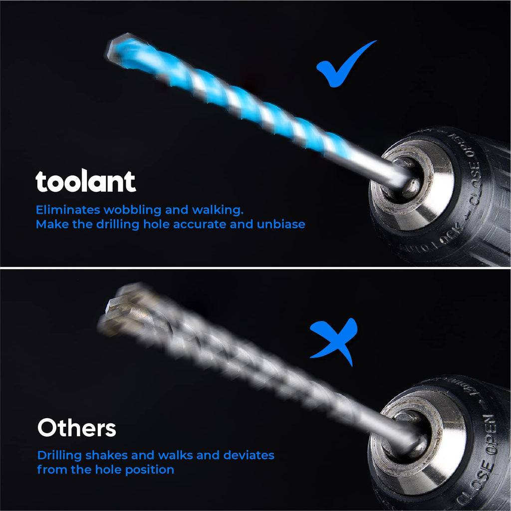toolant 1/2" Shockproof Hex Shank Masonry Drill Bits, 5-Piece Set