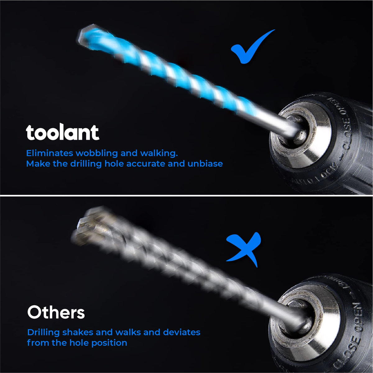 toolant 1/2" Shockproof Hex Shank Masonry Drill Bits, 5-Piece Set