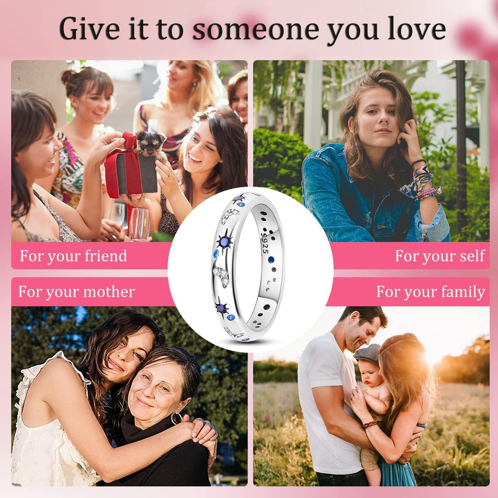 925 Sterling Silver Ring for Women,Eternity Gorgeous Rings Stackable Rings for Women as Gifts Ring Size 4-11