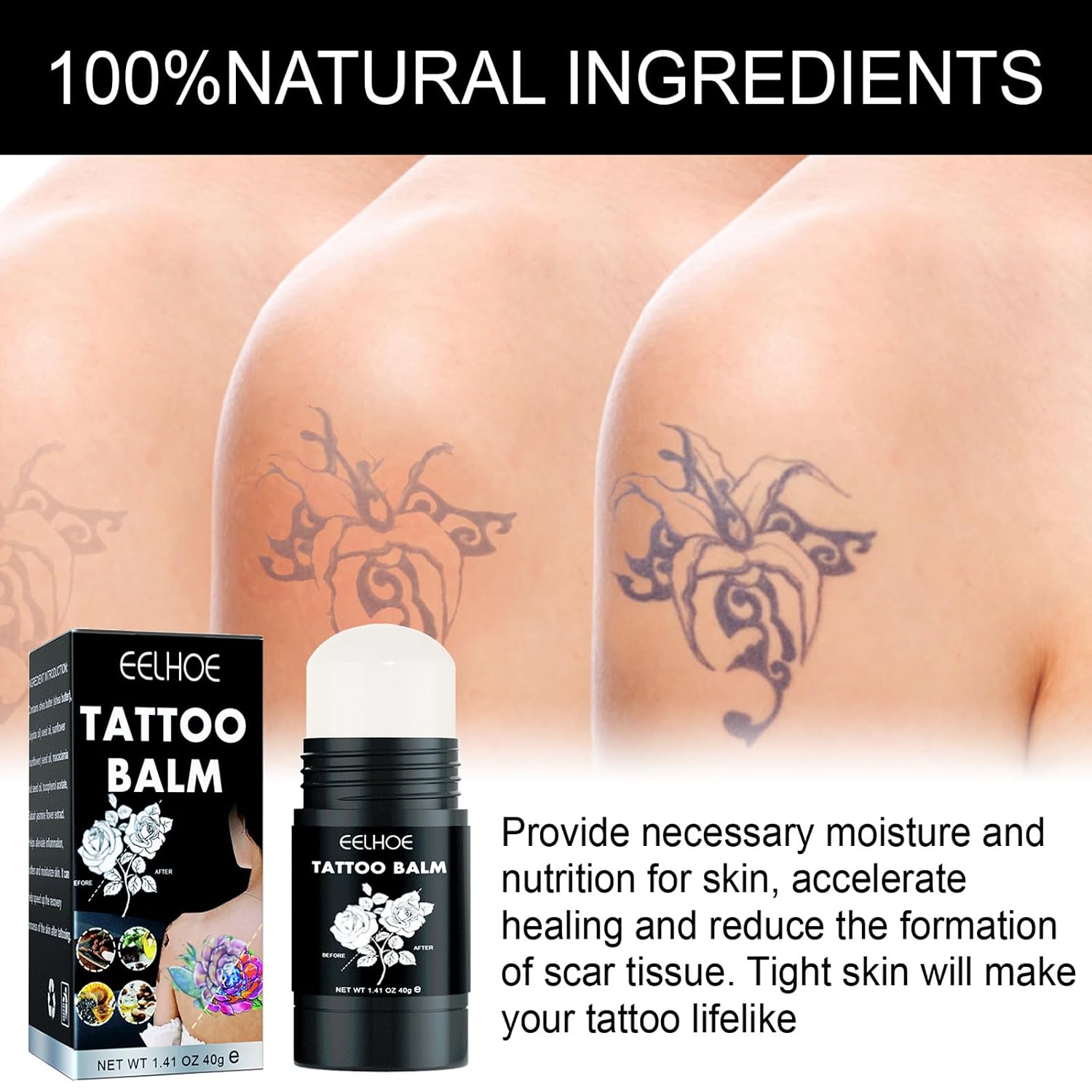 Tattoo Aftercare Balm Stick, (Pack of 1) X1.41 oz For Old & New Tattoo Moisturizer Healing Brightener for Color