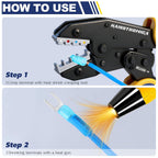 haisstronica 200PCS Heat Shrink Fork Terminals, 16-14 AWG, #10, Blue