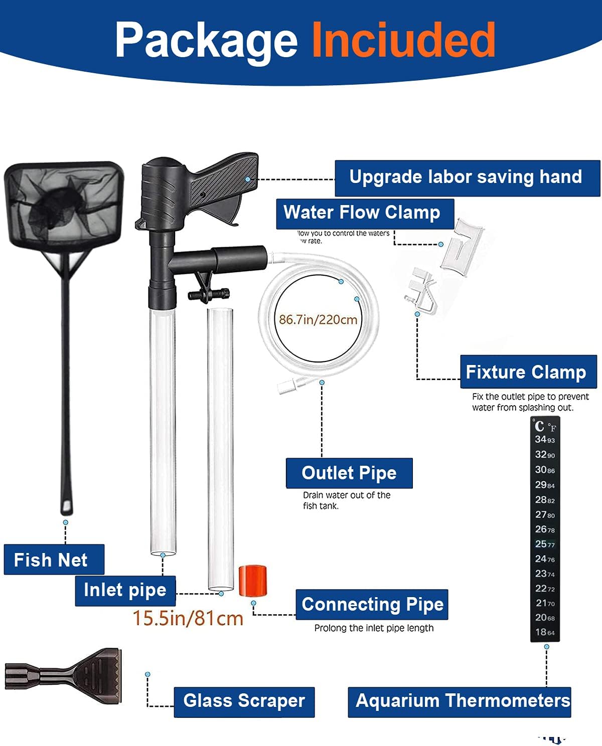 Aquarium Gravel Cleaner [2026 Edition] Vacuum Fish Tank Vacuum Cleaner Tools for Aquarium Water Changer with Aquarium