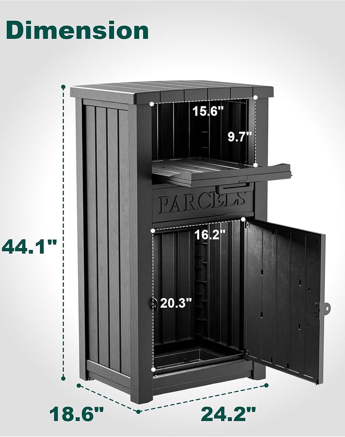 Package Delivery Box for Outside, Large Parcel Drop Box with Lockable Secure, Waterproof and Anti-Theft Storage for