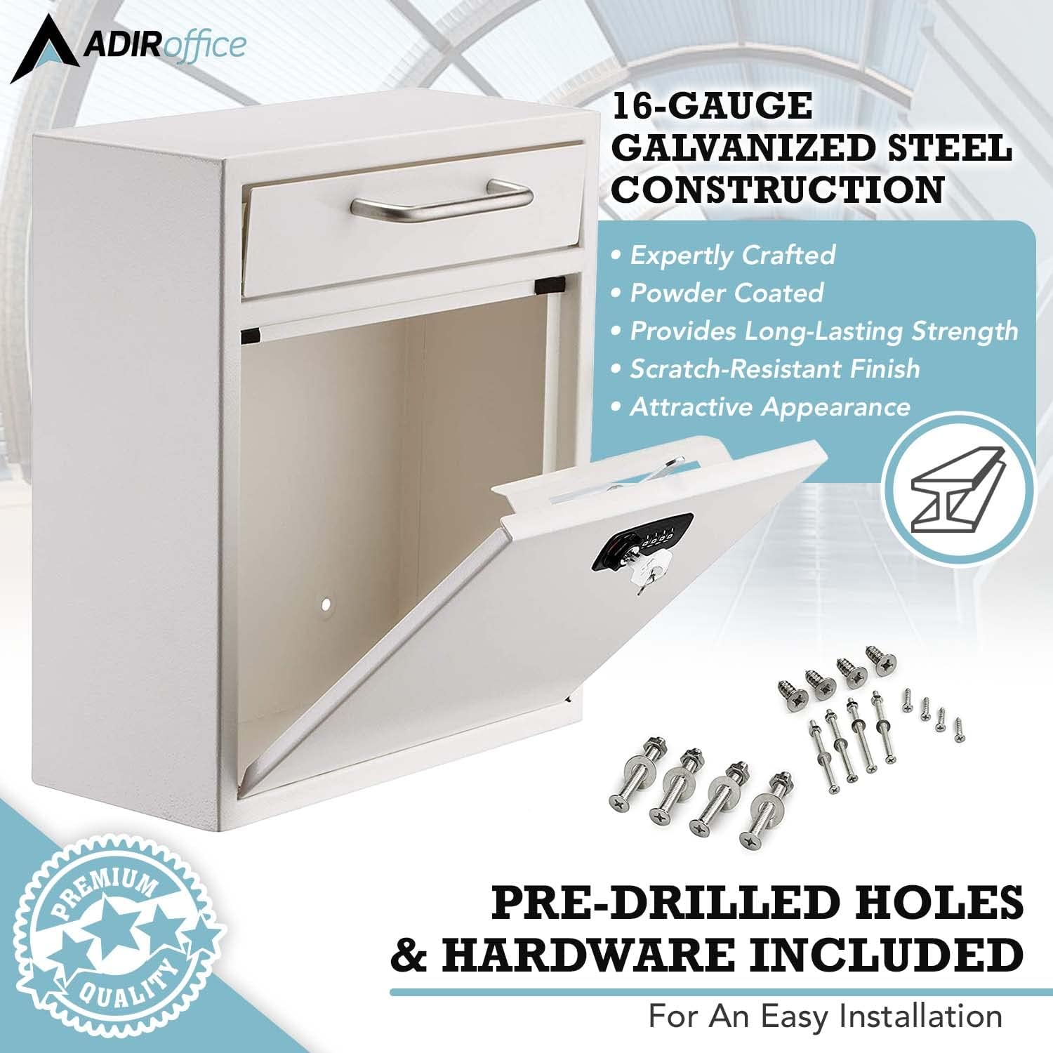 Ultimate Drop Box Wall-Mounted Mailbox - Hanging Secured Postbox - Durable Spacious Key or Combination Lock Box
