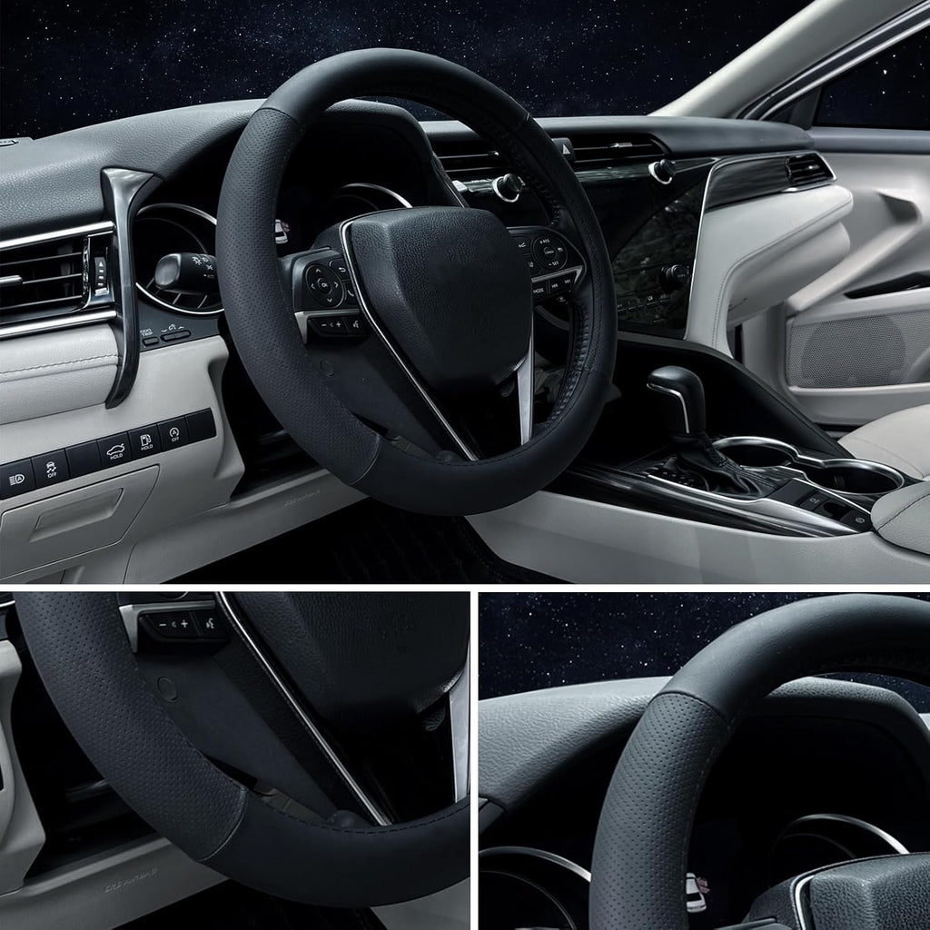 Steering Wheel Cover Standard Size 14.5-15 inch, Non-Slip Car Wheel Cover Protector, Non-Folding Packaging