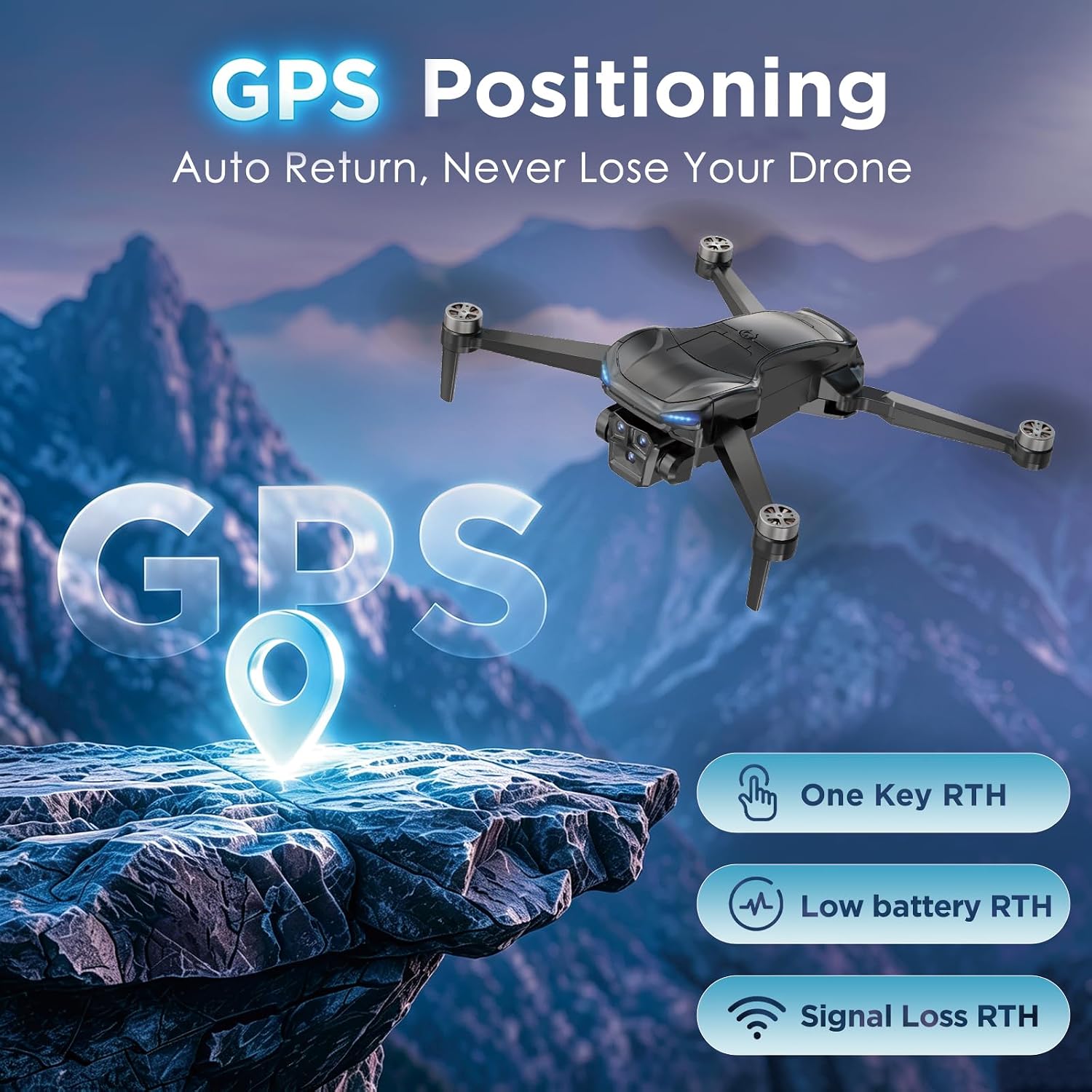 GPS Drone with 4K Camera for Adults, RC Foldable Quadcopter with 4.5” HD Screen Controller, Brushless Motor, GPS Auto