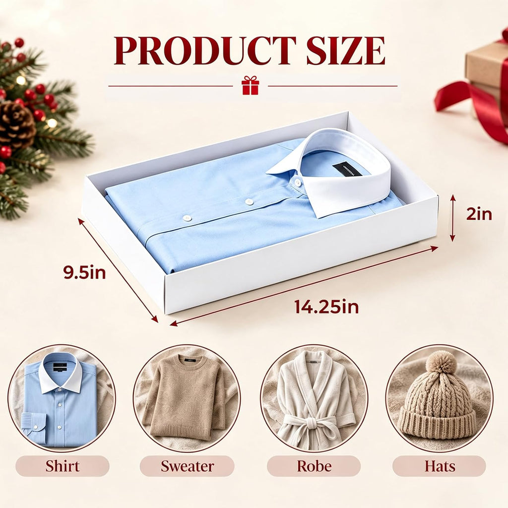 15 Pack Shirt Boxes for Presents, White Gift Boxes, 14.25x9.5x2 In
