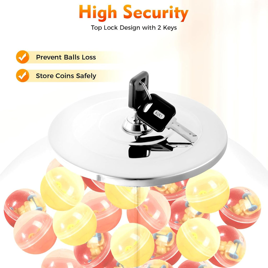 Candy Gumball Vending Machine 18.11in Big Bubble Gumball Machine, Countertop Ball Bulk Vending Machine for 1.26inch