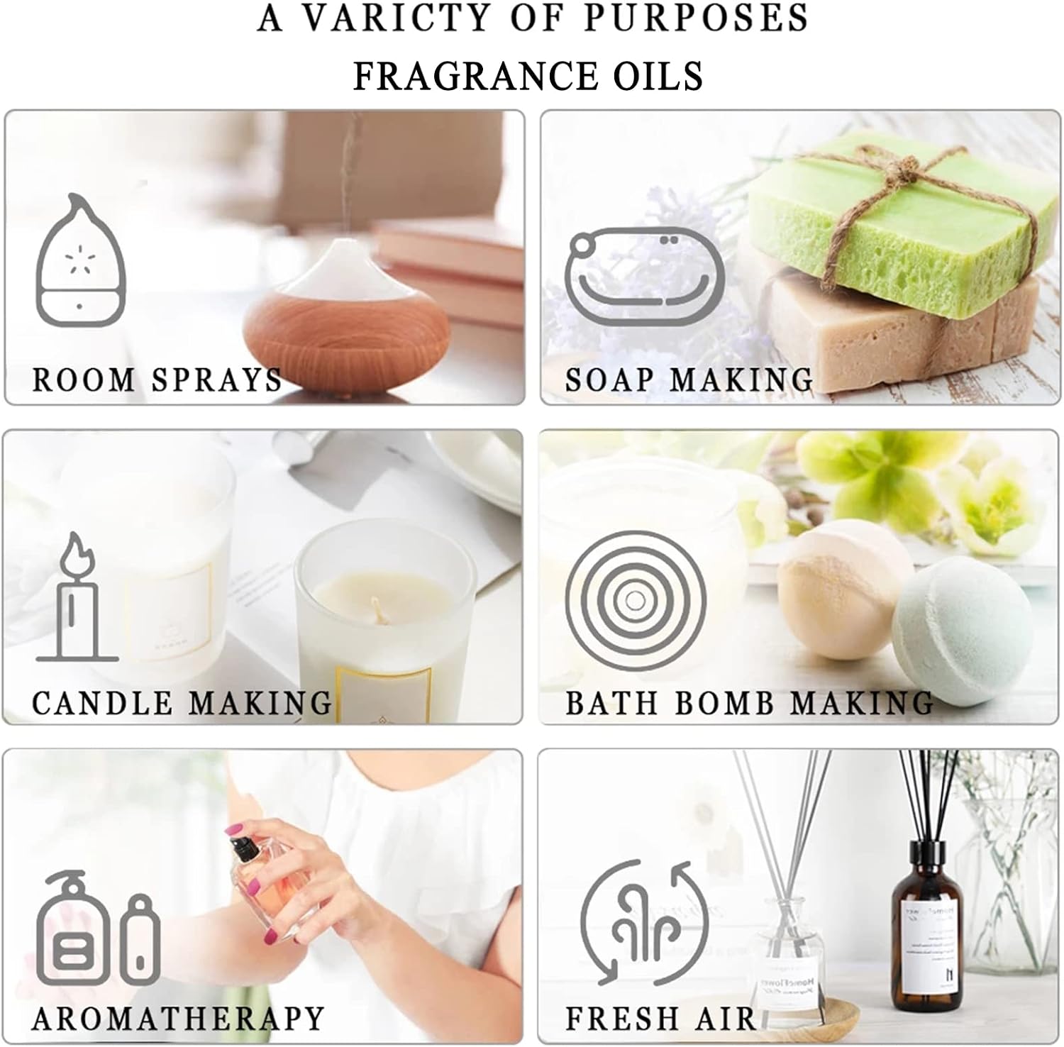 Fruity Fragrance Oil Gift Set for Diffuser, Soap Candle Making | Long-lasting Scent, Fruit Scented, Refresh Space