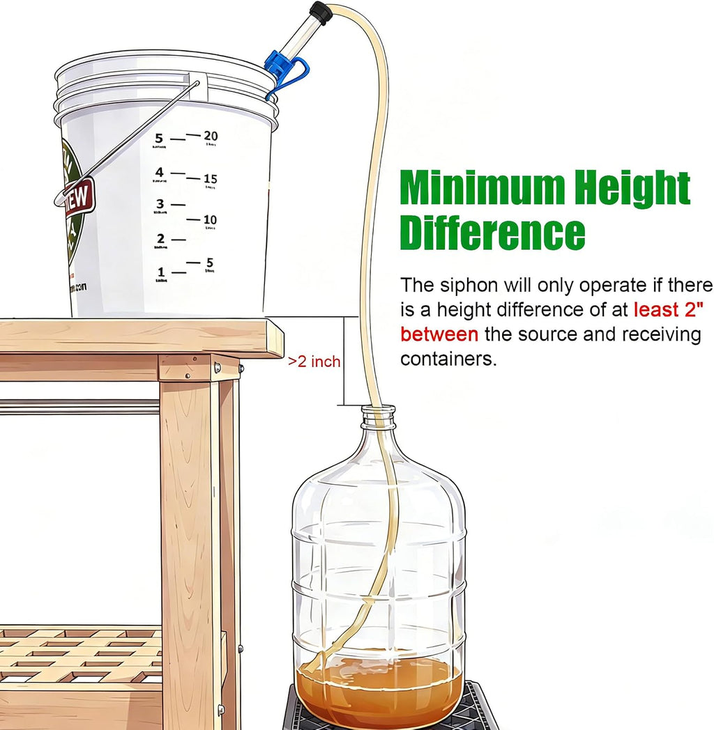 14” Auto Siphon with Bottling Wand, 3/8” Racking Cane Homebew Wine Siphon Pump with 5.5FT Silicone Tubing & Clamp