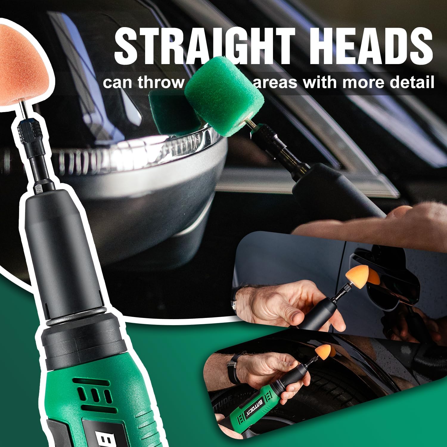 S6 Mini Cordless Polisher 2 Heads for Car/Motorcycles Detailing Kit | Rotary Buffer and Dual Action Micro Polisher, 2