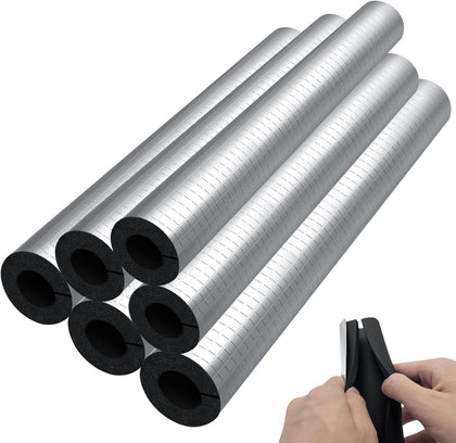 3/4 in Pipe Insulation Foam Tube Self-Adhesive Wrap with Aluminum Foil - Pre Slit Clamp for Copper Pipe, Outdoor