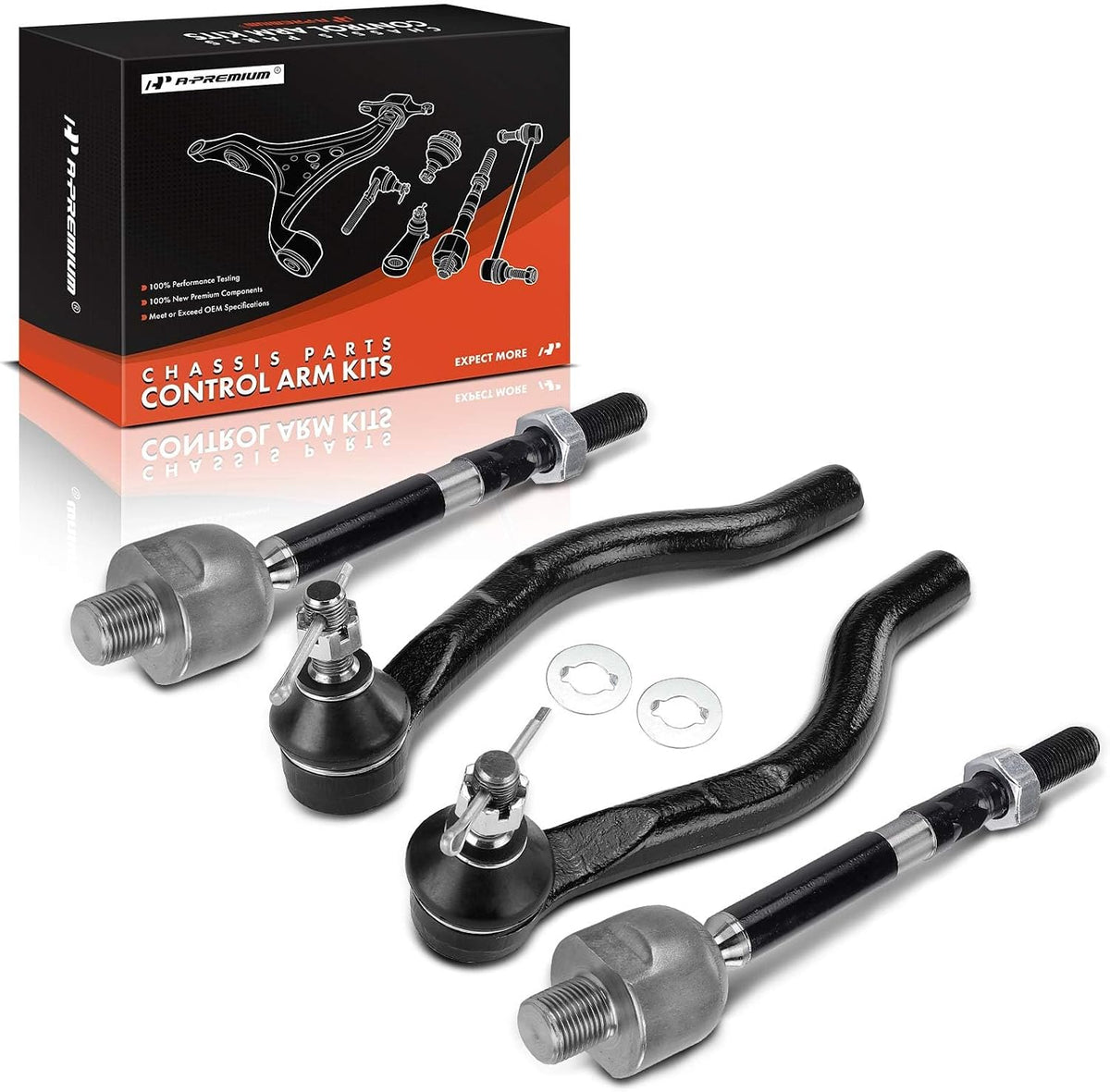 A-Premium Front Inner & Outer Tie Rod End Kit Fix Uneven Tire Wear