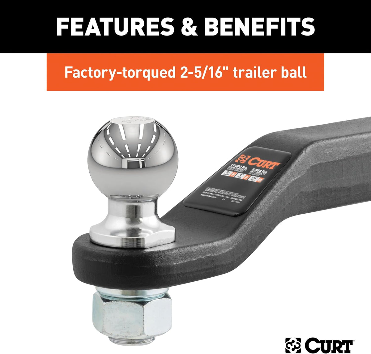 45331 Loaded Ball Mount, 2-5/16" Ball, 15,000 lb, 2" Drop