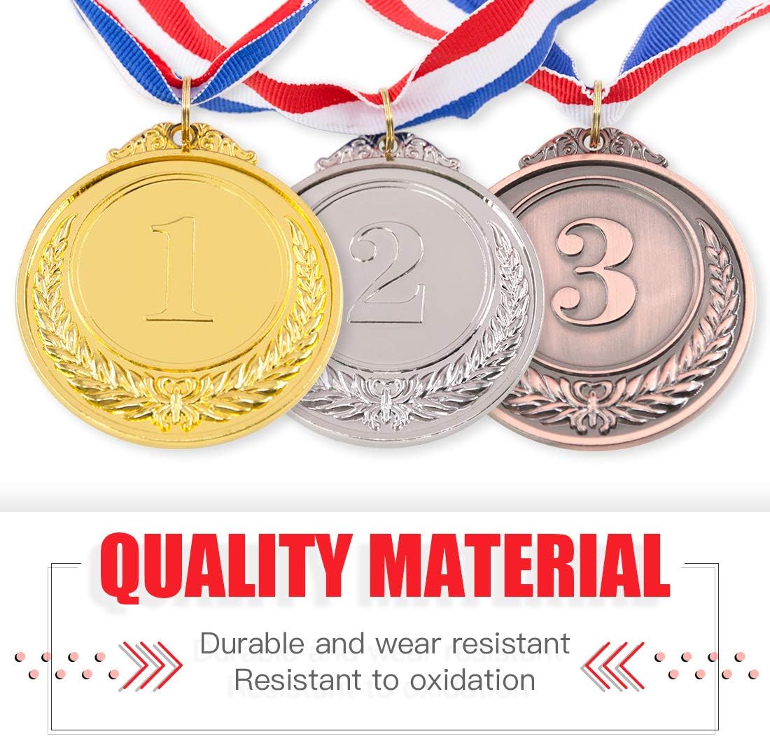 Gold Silver Bronze Award Medals with Ribbon Winner Awards Olympic Style for Kids School Sports Meeting Sports Events