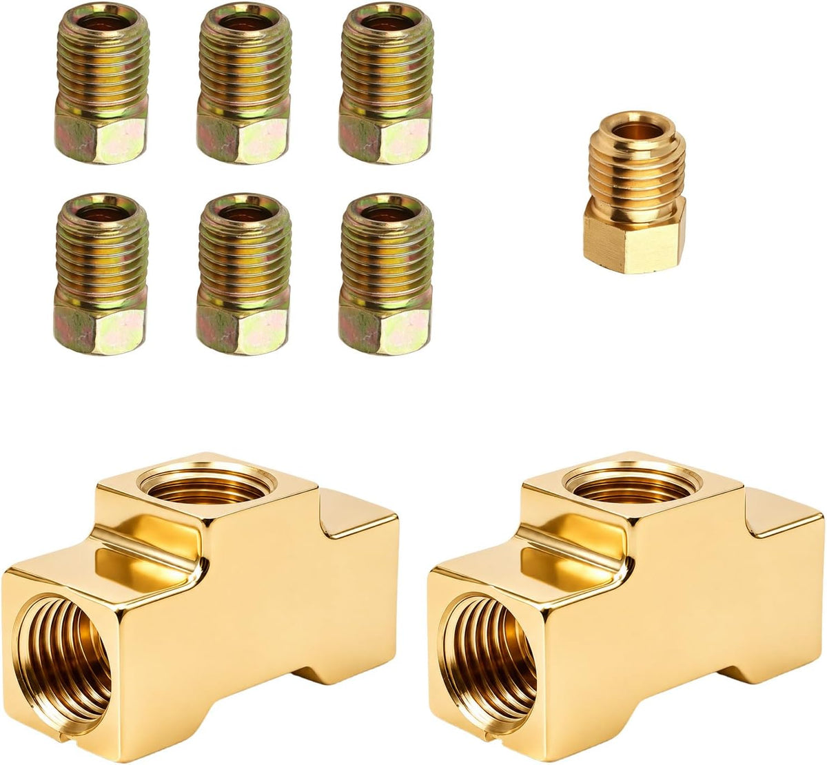 9PCS 3/16 Brake Line Union Kit,Brass 3/16 Brake Line Tee