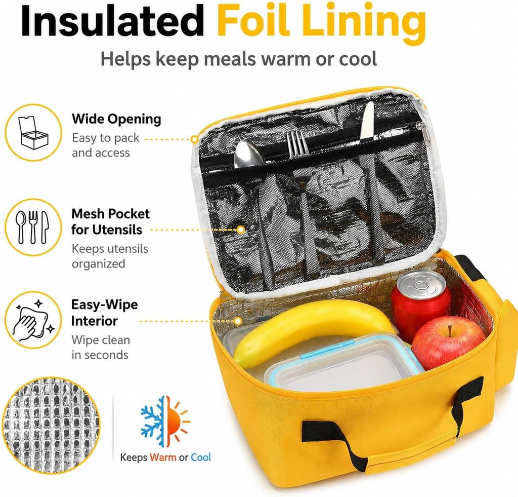 3D School Bus Lunch Box for Kids, Insulated Toddler Lunch Bag for Boys, Preschool, Daycare and Kindergarten, Reusable