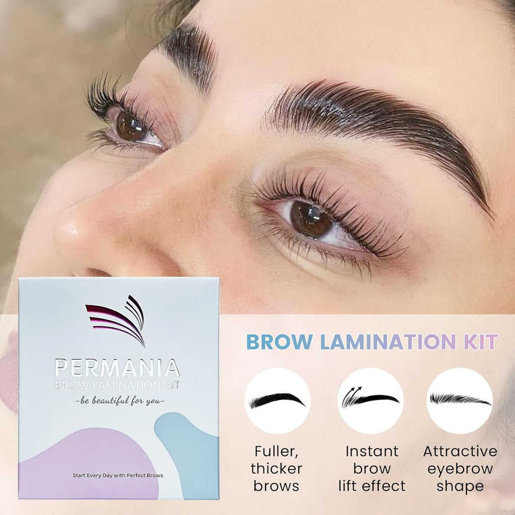Brow Lamination Kit, Tube Design Instant Perm for Fuller & Thicker Eyebrows Salon Result lasts 4 weeks (with Liquid