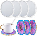 4Pcs Resin Coaster Molds, Druzy Geode Agate Silicone Coaster Molds for Epoxy Resin, 5Inches Large Mould for DIY Art