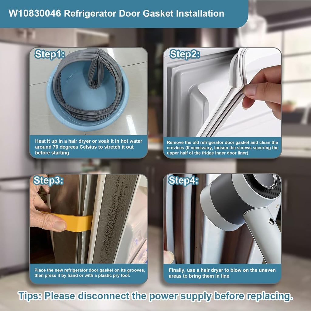 W10830046 Refrigerator Door Gasket Replacement for Jenn Air 42.52"X17.05"