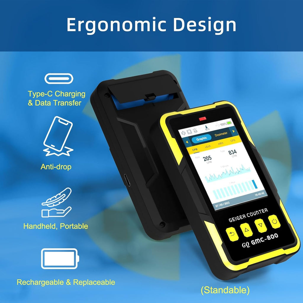 Nuclear Radiation Detector GQ 800 Geiger Counter USA Design Product US National Standard Large Color LCD Display 5