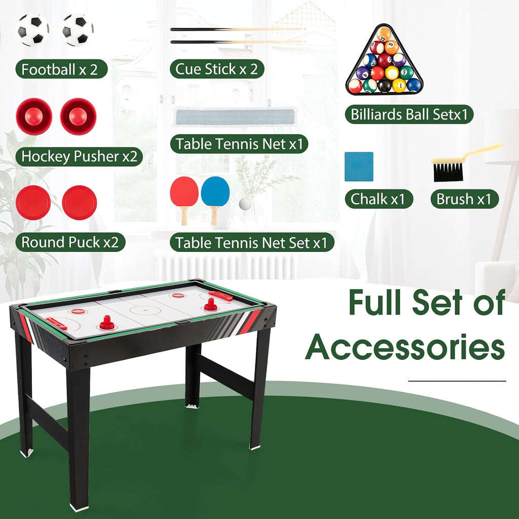 10-in-1 Multi Game Table, Combo Game Table Set w/Hockey, Foosball Pool Ping-Pong Chess Cards Checkers Bowling