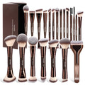 21 Pcs Makeup Brush Set Double-Ended with Travel Case, Coffee Brown